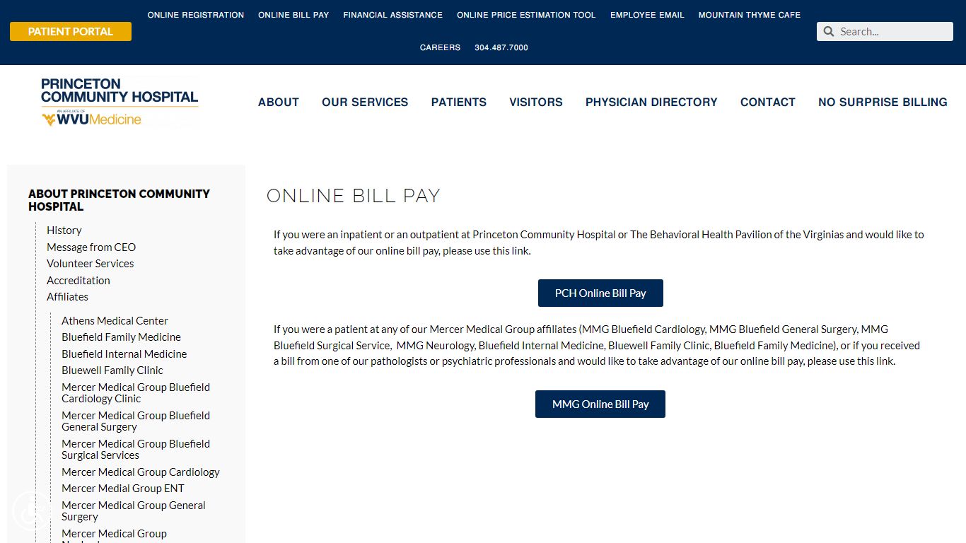 Online Bill Pay - Princeton Community Hospital